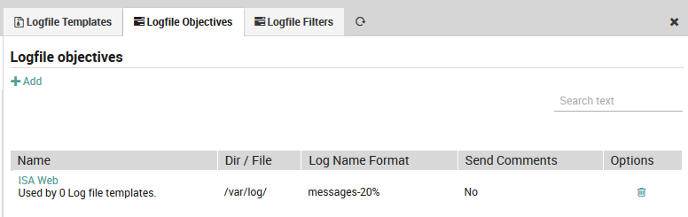 Index of existing LogFile Objective definitions