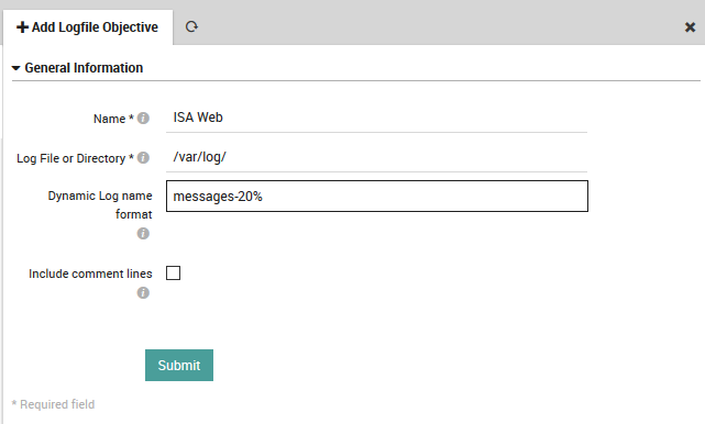 Adding a new LogFile Objective definition