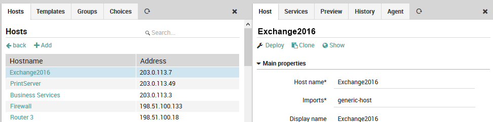 Adding a service template to a host