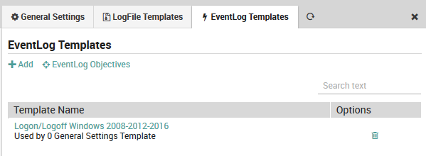 List of existing EventLog Template definitions