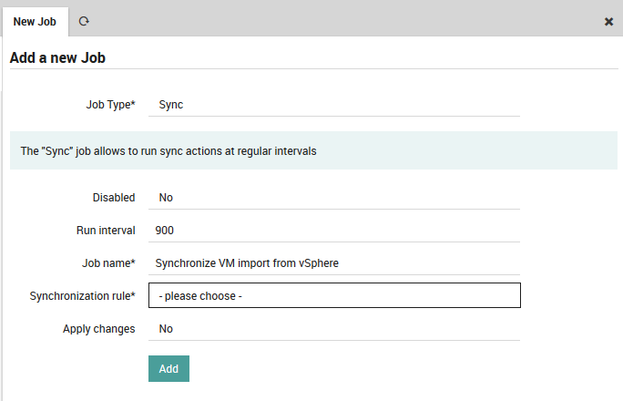 Filling in the values for a sync job