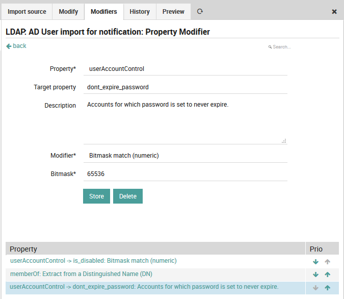 Property modifier panel