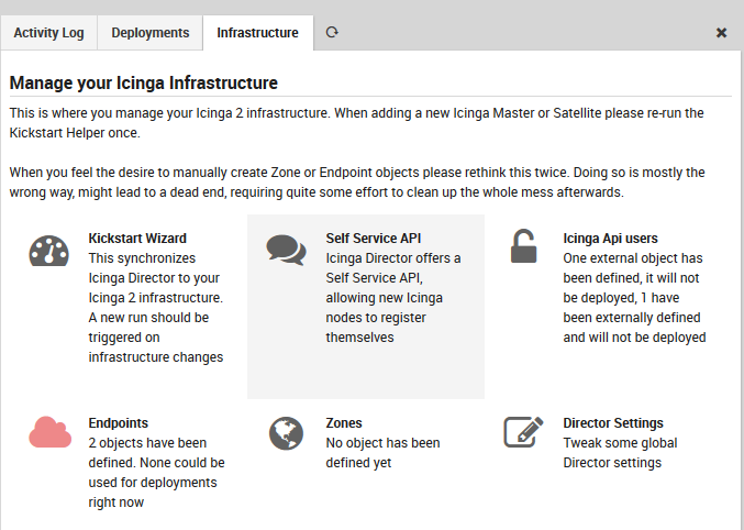 Infrastructure Dashboard - Self Service API