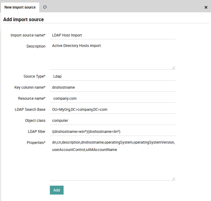 Configure the import details