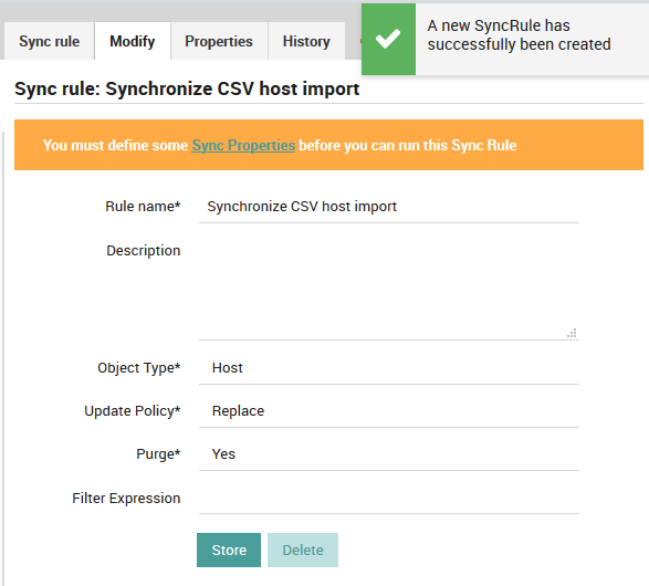 Adding a new sync rule