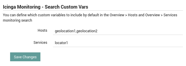 form to configure custom vars in search