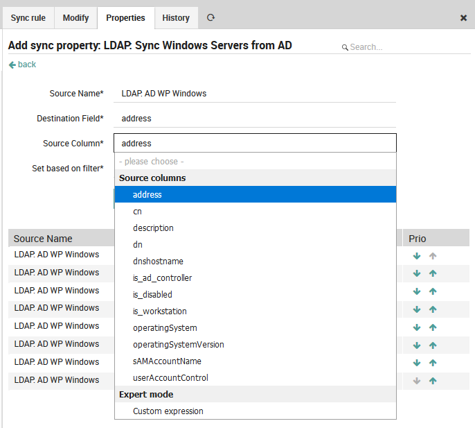 Setting the Source Column