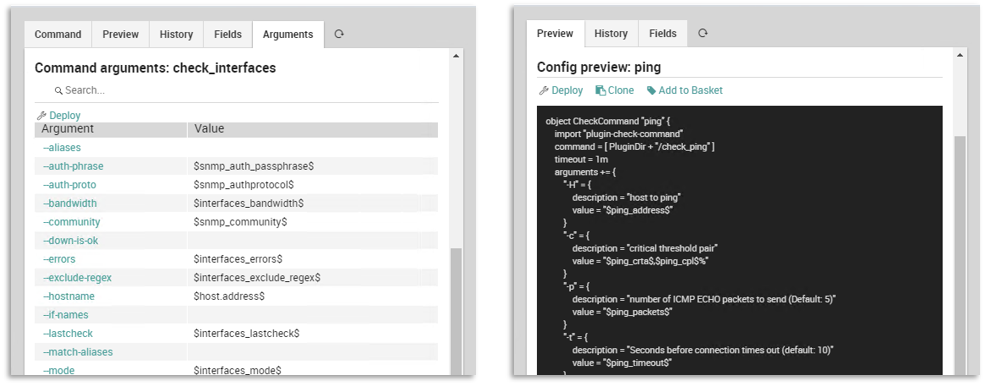 Comparison of commands and external commands