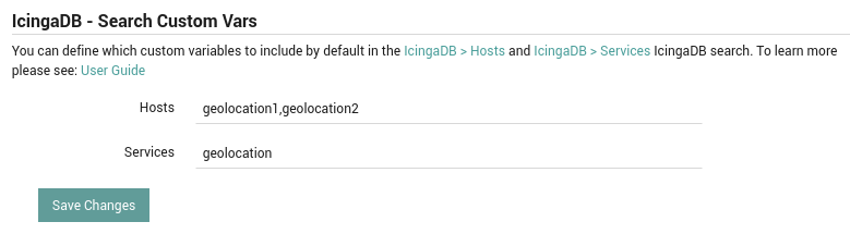 form to configure custom vars in search