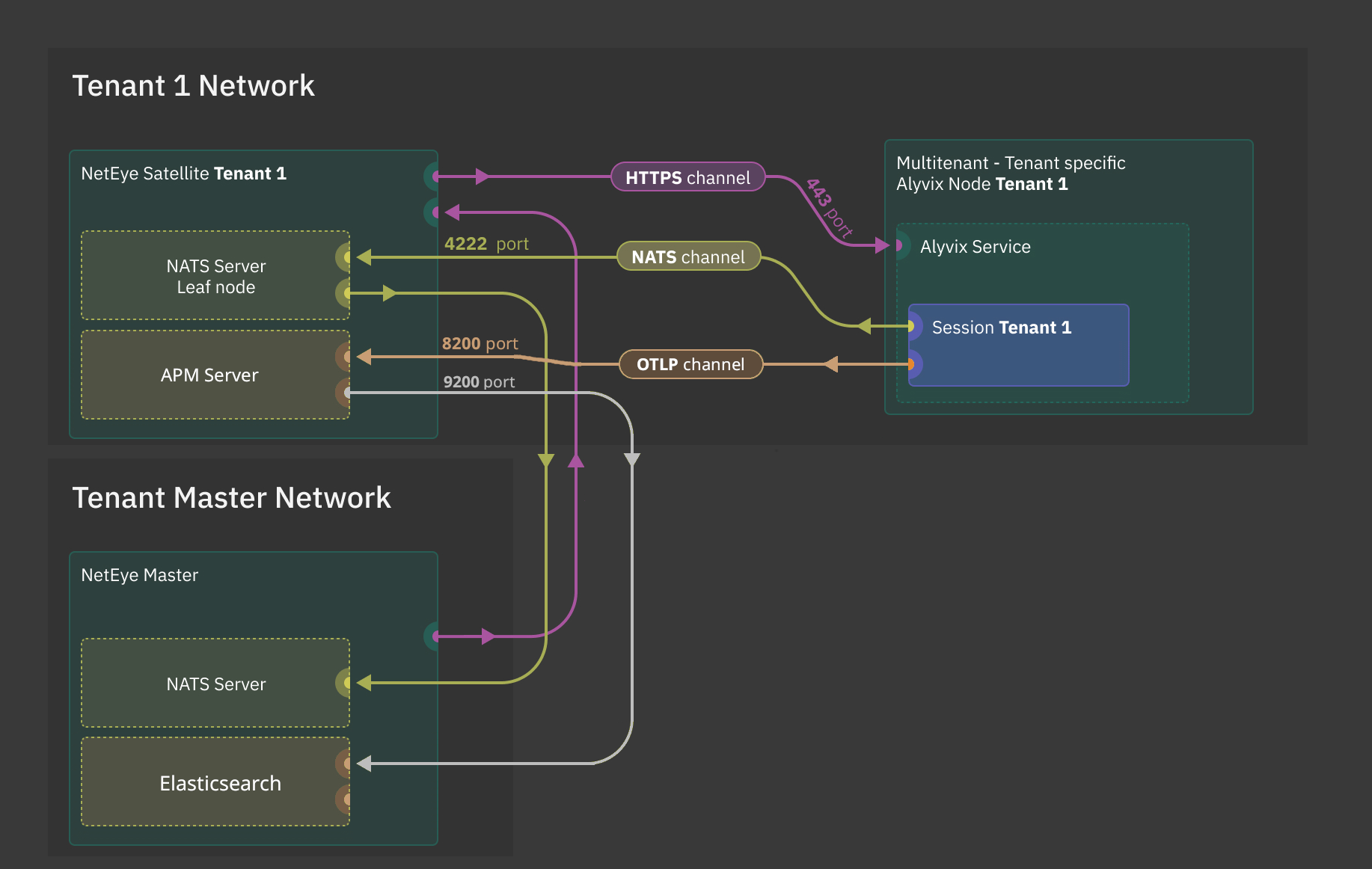 Communication between the Alyvix node and the |ne| Master through Satellites